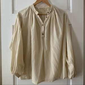 Black Crane Balloon Sleeve Blouse